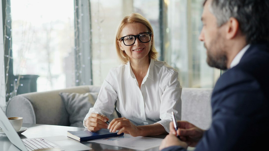 insurance agent meeting client